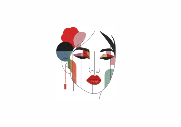 Abstract Woman Face Embroidery Design Review