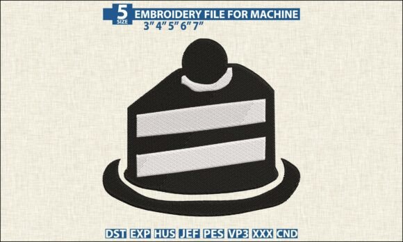 Cake Slice Embroidery Pattern DST PES