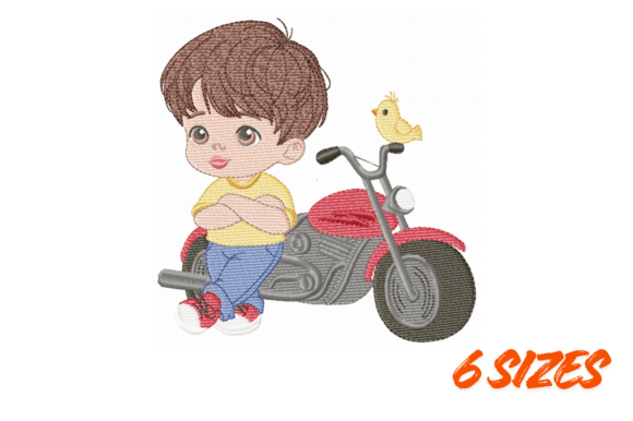 Cute Boy Motorcycle Embroidery Art Review