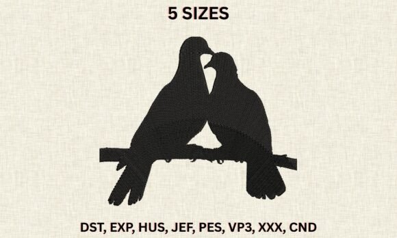 Doves Love Silhouette DST PES Embroidery Review
