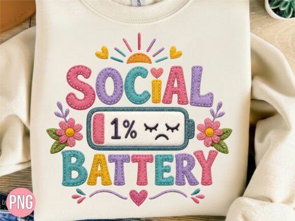 Faux Embroidery Social Battery 1 PNG: A Designer's Review