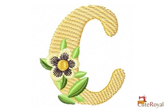 Floral Letter C Embroidery