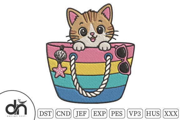 Kawaii Kitten in Beach Bag Embroidery Review