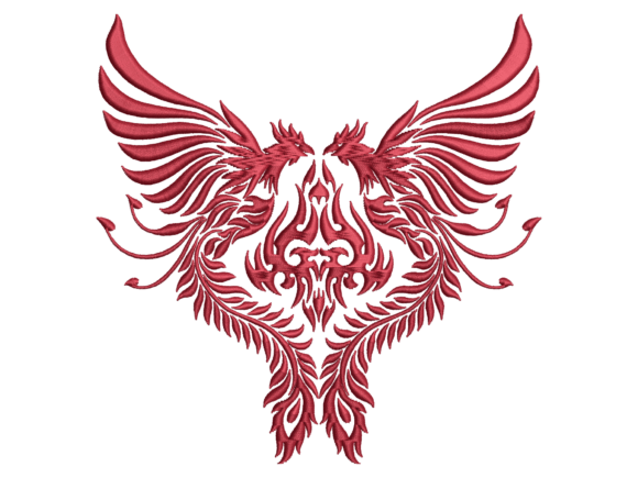 Twin Phoenix Wings Embroidery